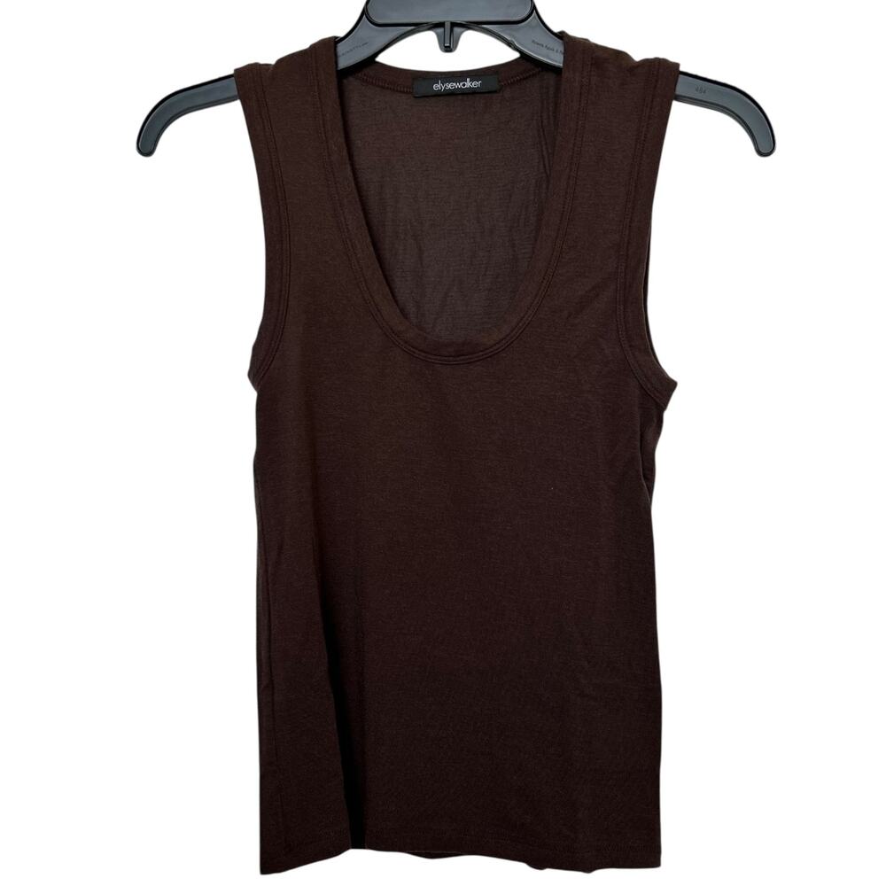 Elyse Walker Jade Scoop Neck Cashmere Blend Tank Top Brown Size M
